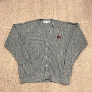 Vintage IZOD Cardigan Mens‎ Large Gray 1980s Button Up Embroidered Crest USA